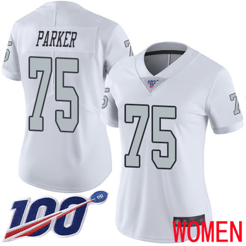 Oakland Raiders Limited White Women Brandon Parker Jersey NFL Football 75 100th Season Rush Jersey